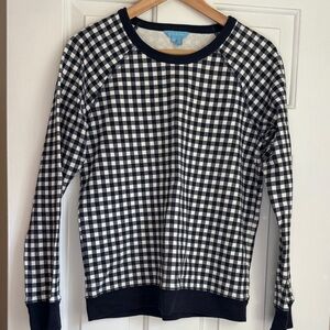 Draper James Navy and White Gingham Sweatshirt